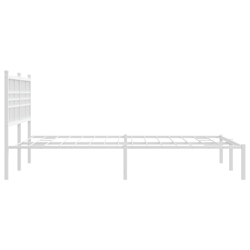 Metal Bed Frame without Mattress with Headboard White 140 cm 200 cm