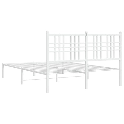 Metal Bed Frame without Mattress with Headboard White 140 cm 200 cm