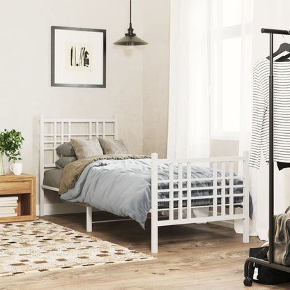 Metal Bed Frame without Mattress with Footboard with Headboard & Footboard White 80 cm 200 cm