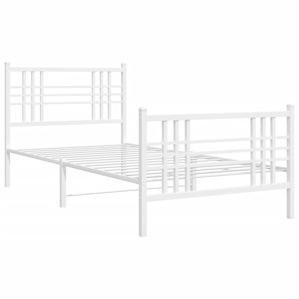 Metal Bed Frame without Mattress with Footboard with Headboard & Footboard White 90 cm 190 cm