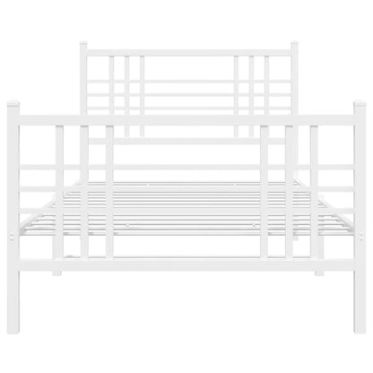 Metal Bed Frame without Mattress with Footboard with Headboard & Footboard White 90 cm 190 cm