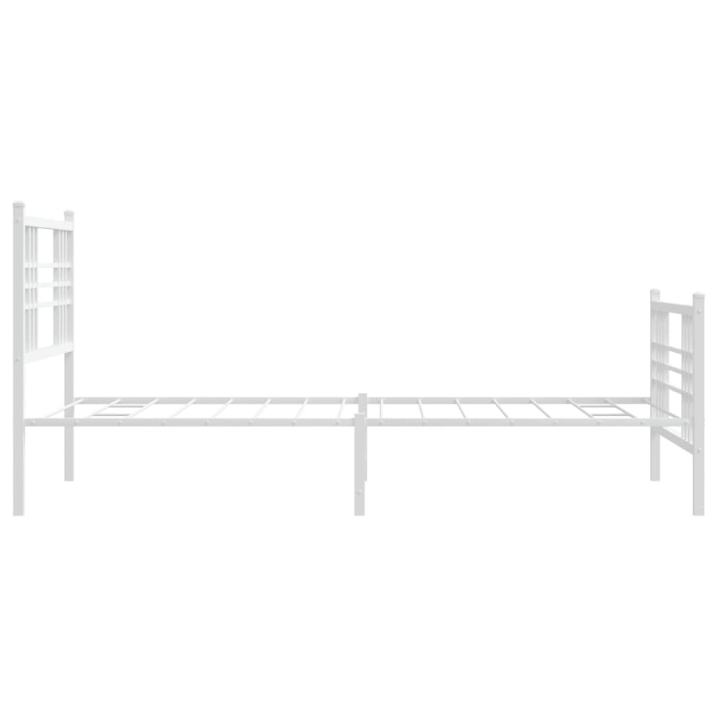 Metal Bed Frame without Mattress with Footboard with Headboard & Footboard White 90 cm 190 cm