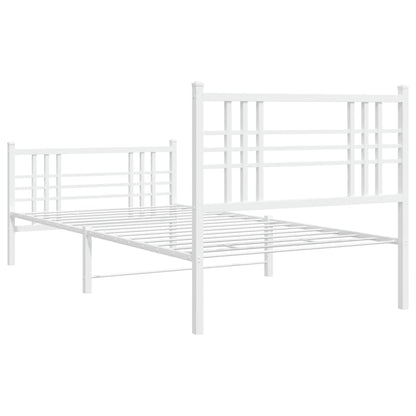 Metal Bed Frame without Mattress with Footboard with Headboard & Footboard White 90 cm 190 cm