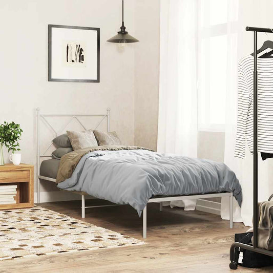 Metal Bed Frame without Mattress with Headboard White 80 cm 200 cm