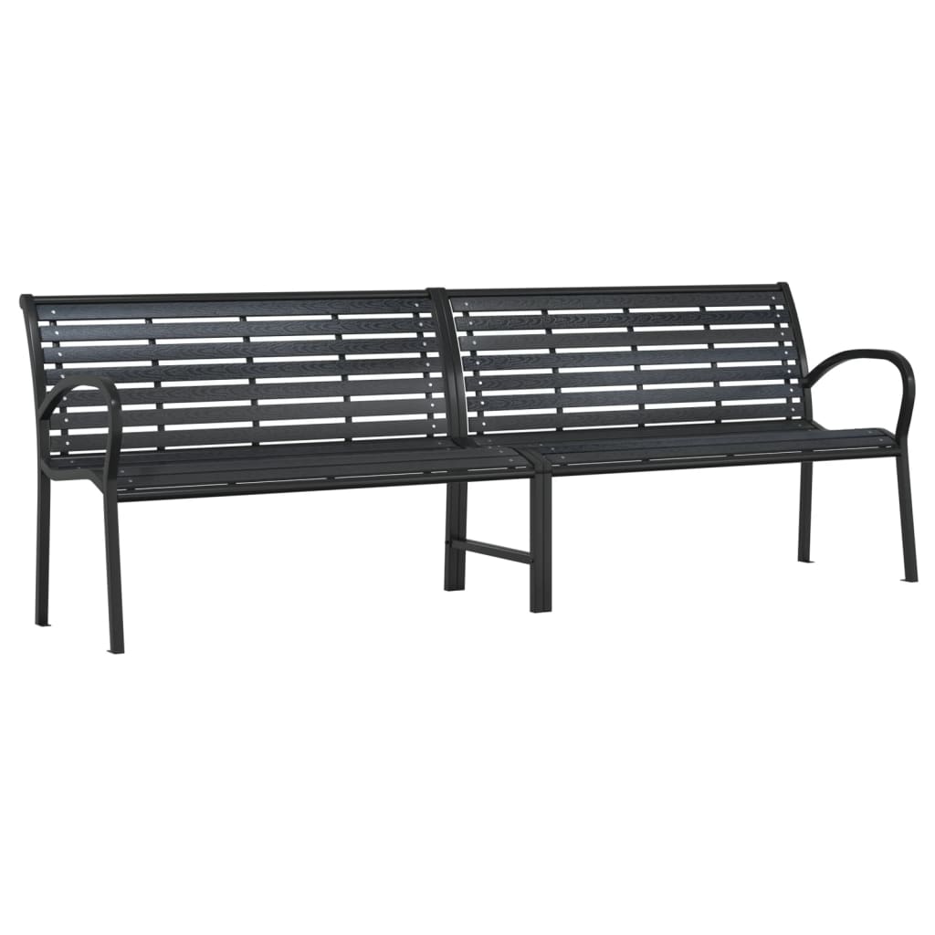 vidaXL Twin Garden Bench Black 231 cm Steel and WPC 2