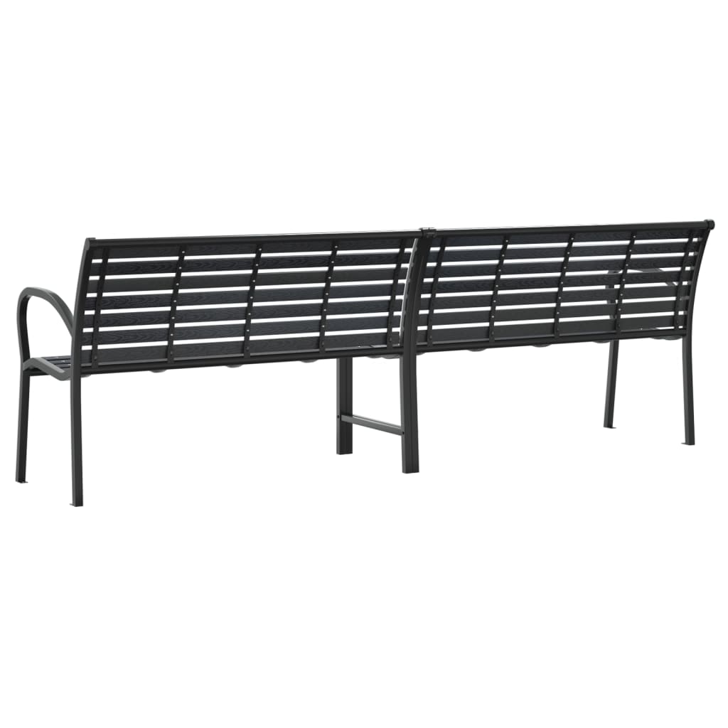 vidaXL Twin Garden Bench Black 231 cm Steel and WPC 5