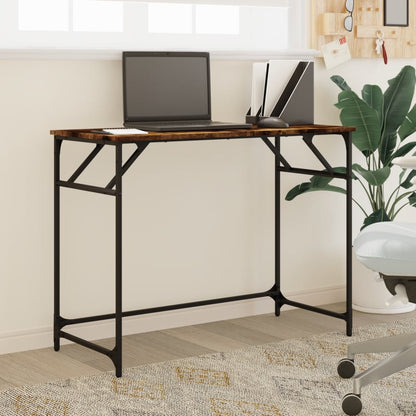 Desk 100x45x76 cm Engineered Wood and Powder-coated Steel Smoked Oak