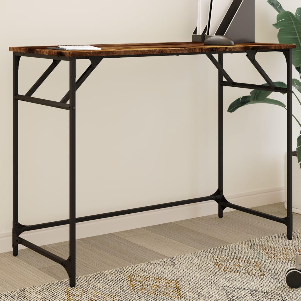 Desk 100x45x76 cm Engineered Wood and Powder-coated Steel Smoked Oak