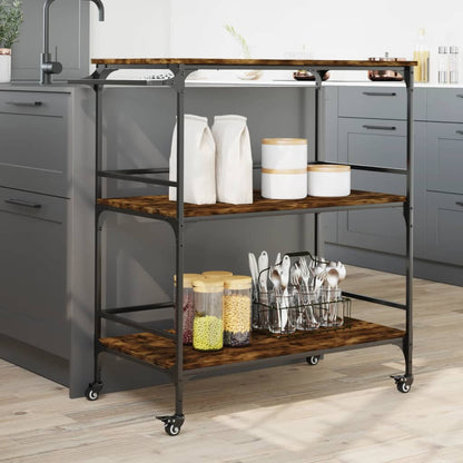 Kitchen Trolley 100,5x50x105 cm Engineered Wood Smoked oak