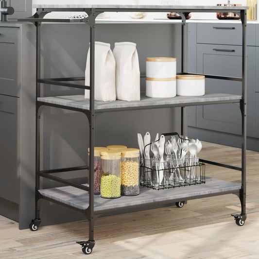 Kitchen Trolley 100,5x50x105 cm Engineered Wood Grey sonoma