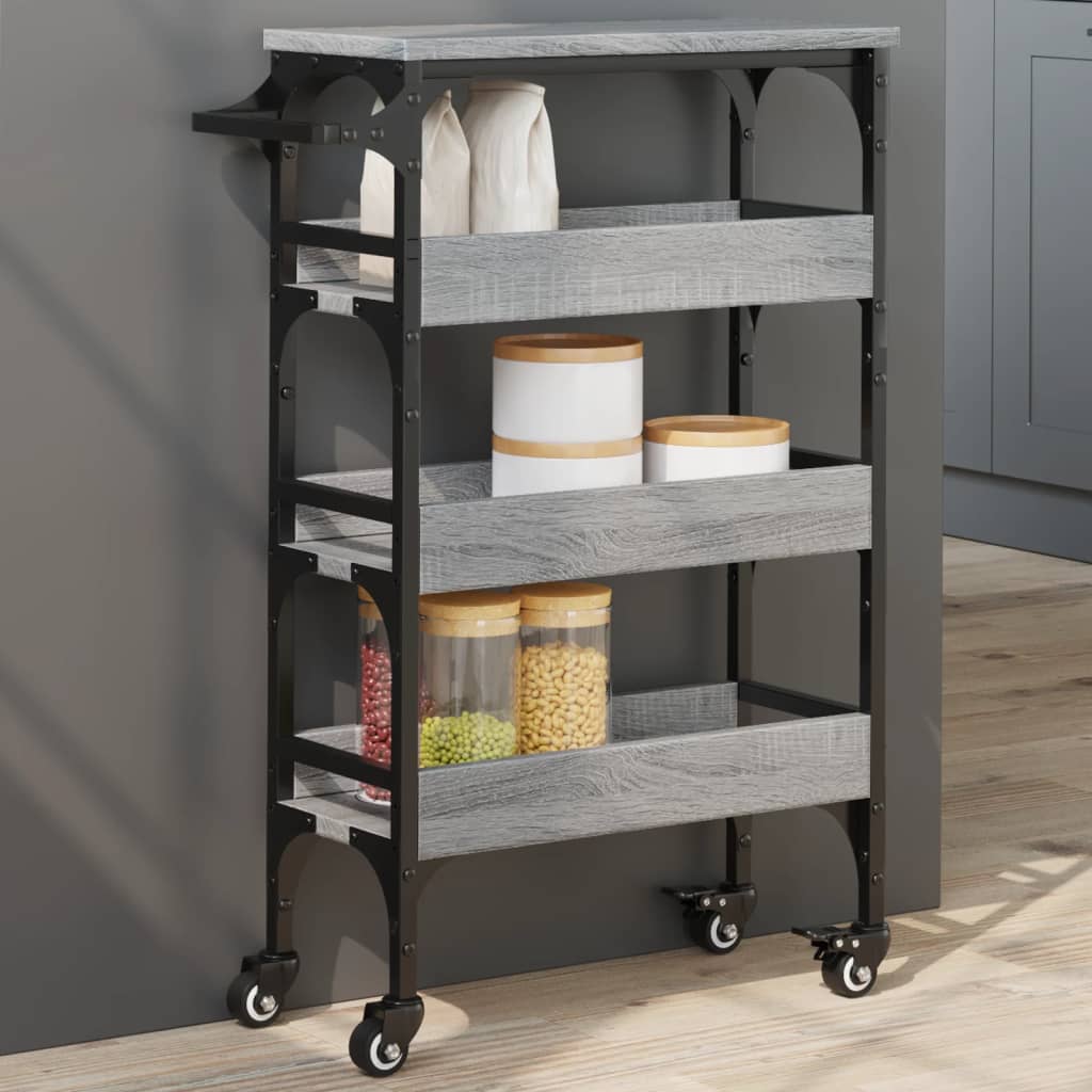 Kitchen Trolley 53x20x76 cm Engineered Wood Grey sonoma
