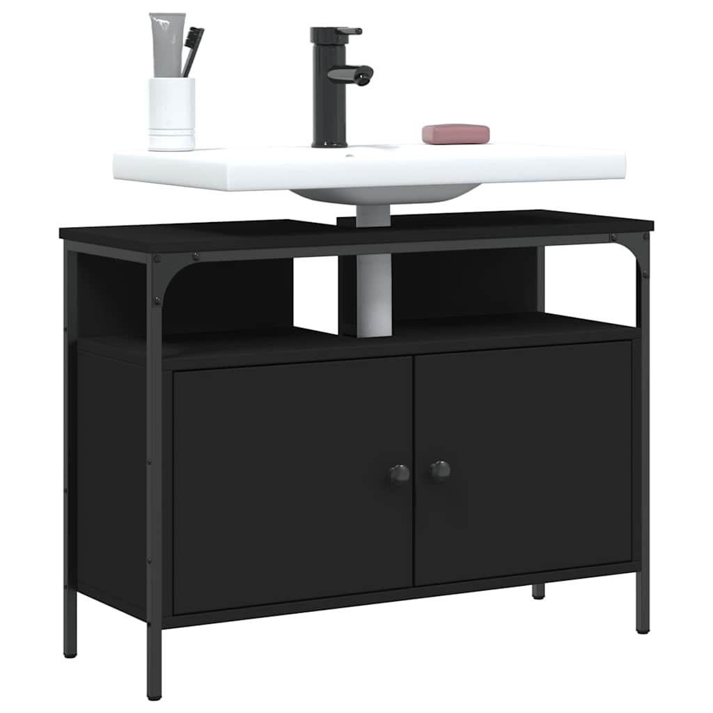 Bathroom Sink Cabinet 60x30x60 cm Engineered Wood Black 80 cm