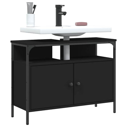 Bathroom Sink Cabinet 60x30x60 cm Engineered Wood Black 80 cm