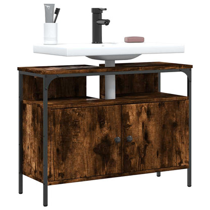 Bathroom Sink Cabinet 60x30x60 cm Engineered Wood Smoked oak 80 cm