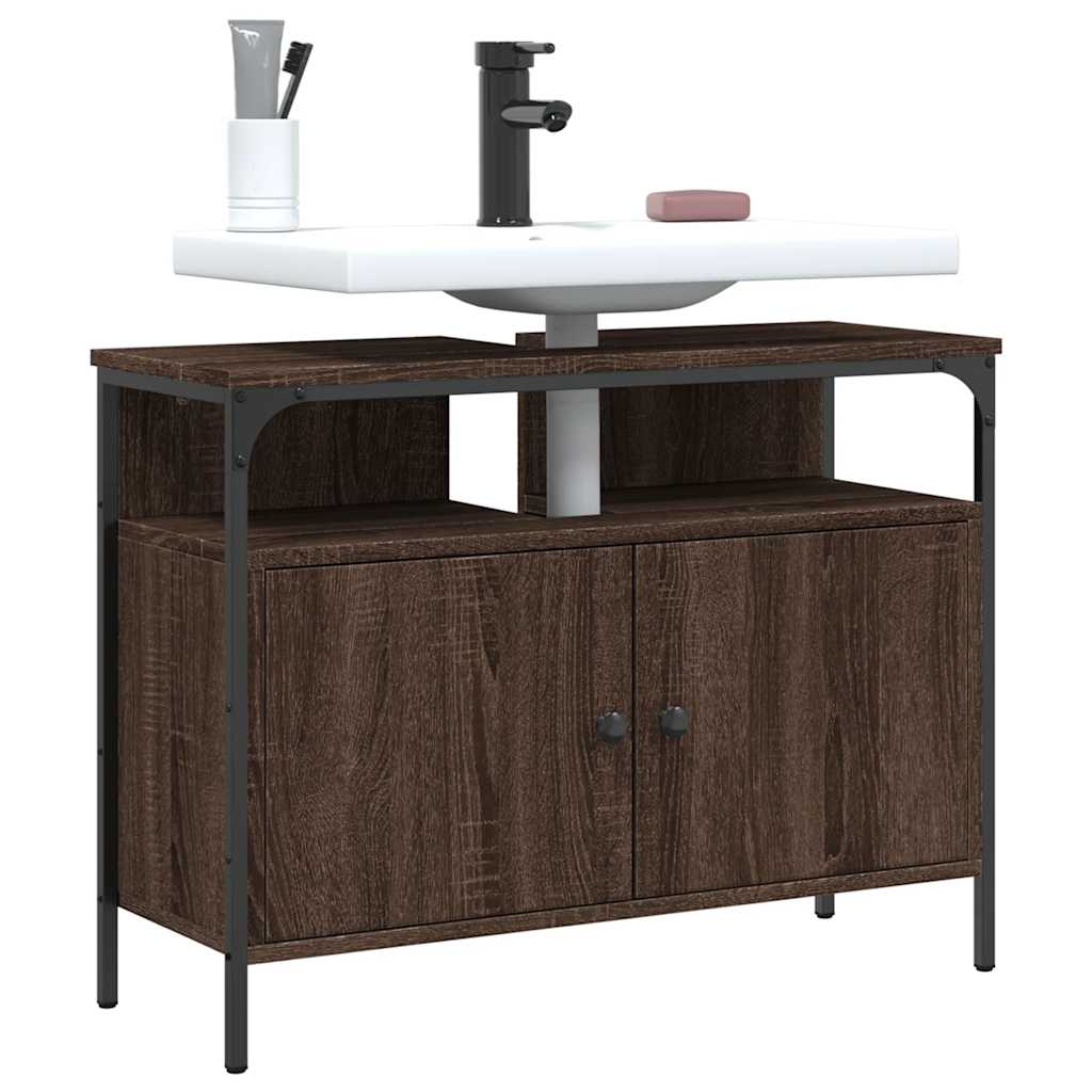 Bathroom Sink Cabinet 60x30x60 cm Engineered Wood Brown oak 80 cm