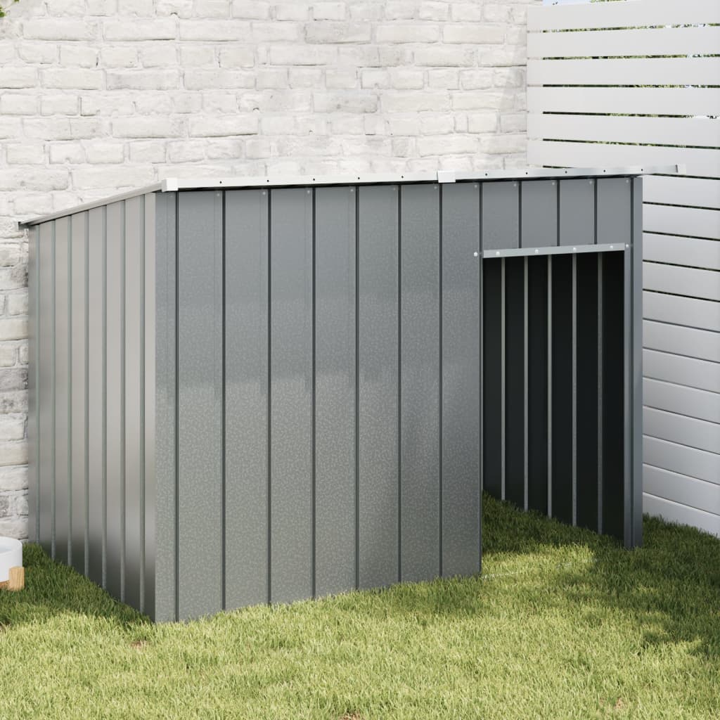 vidaXL Dog House with Run Anthracite Galvanised Steel