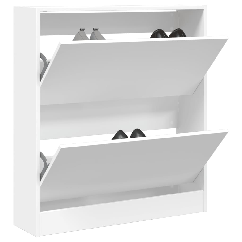 Shoe Cabinet 80x21x87.5 cm Engineered Wood White