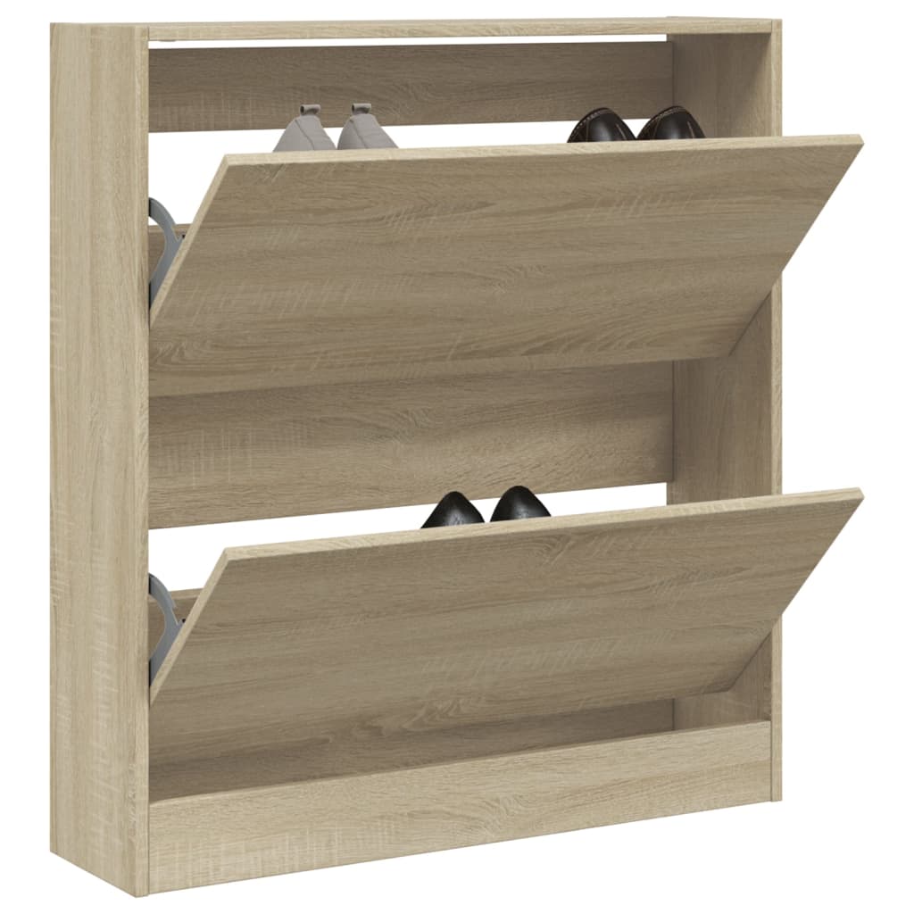 Shoe Cabinet 80x21x87.5 cm Engineered Wood Sonoma oak