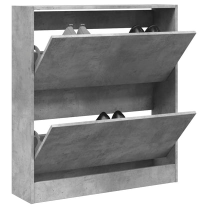 Shoe Cabinet 80x21x87.5 cm Engineered Wood Concrete grey