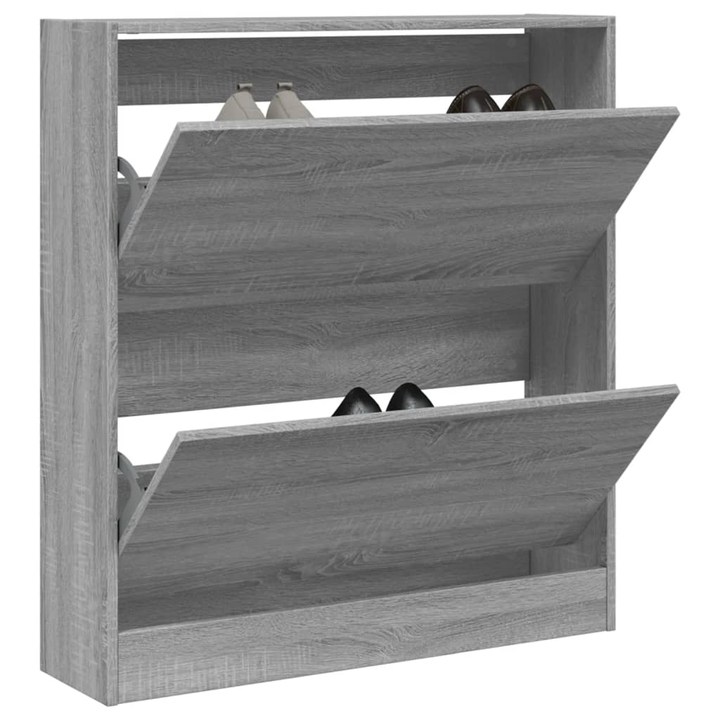 Shoe Cabinet 80x21x87.5 cm Engineered Wood Grey sonoma