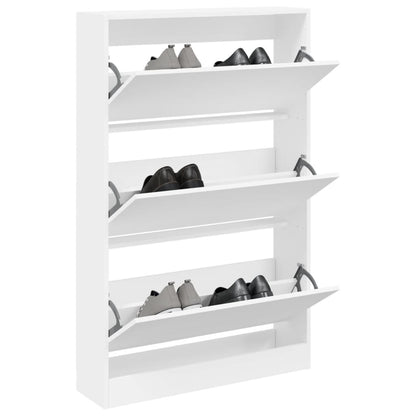 Shoe Cabinet 80x21x125.5 cm Engineered Wood White