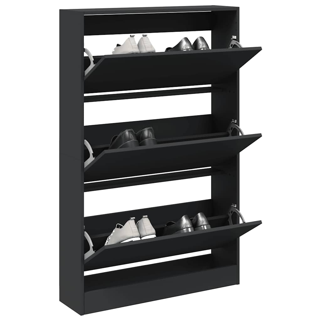 Shoe Cabinet 80x21x125.5 cm Engineered Wood Black