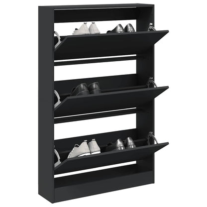 Shoe Cabinet 80x21x125.5 cm Engineered Wood Black