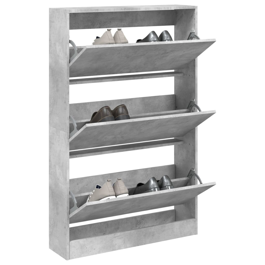 Shoe Cabinet 80x21x125.5 cm Engineered Wood Concrete grey