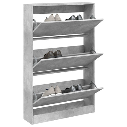 Shoe Cabinet 80x21x125.5 cm Engineered Wood Concrete grey