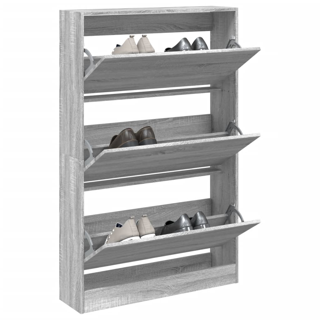 Shoe Cabinet 80x21x125.5 cm Engineered Wood Grey sonoma