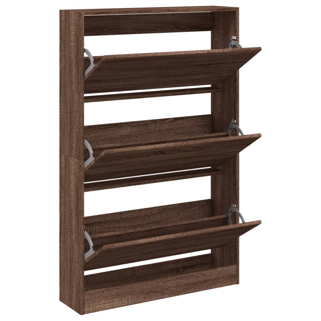 vidaXL Shoe Cabinet Brown Oak 80x21x125,5 cm Engineered Wood 2