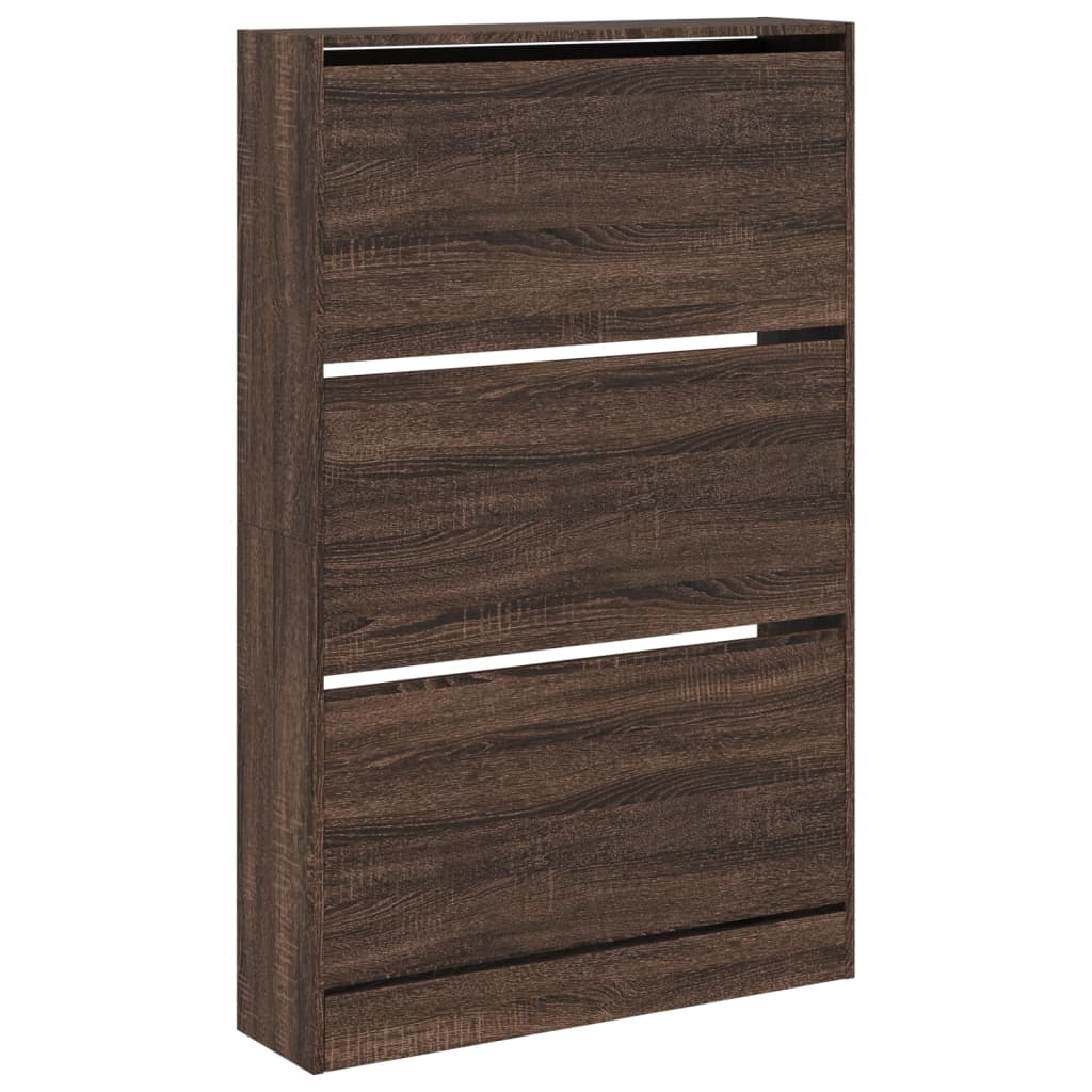 vidaXL Shoe Cabinet Brown Oak 80x21x125,5 cm Engineered Wood 4