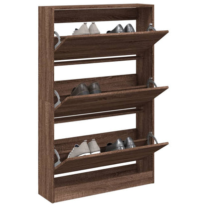 vidaXL Shoe Cabinet Brown Oak 80x21x125,5 cm Engineered Wood 1