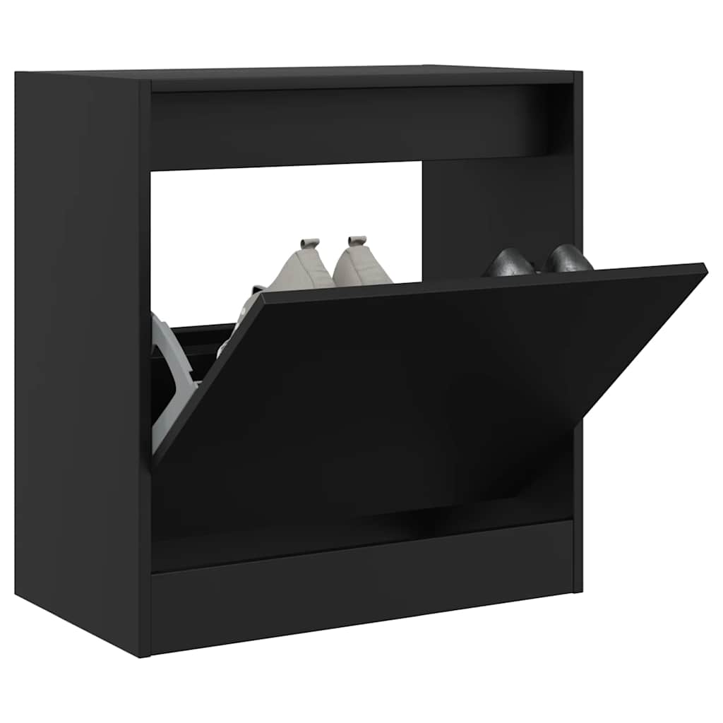 Shoe Cabinet 60x34x63.5 cm Engineered Wood Black 63.5 cm
