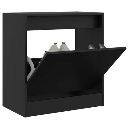 Shoe Cabinet 60x34x63.5 cm Engineered Wood Black 63.5 cm
