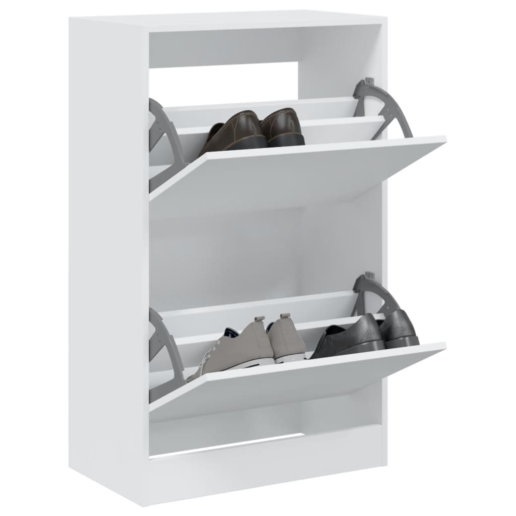 Shoe Cabinet 60x34x63.5 cm Engineered Wood White 96.5 cm