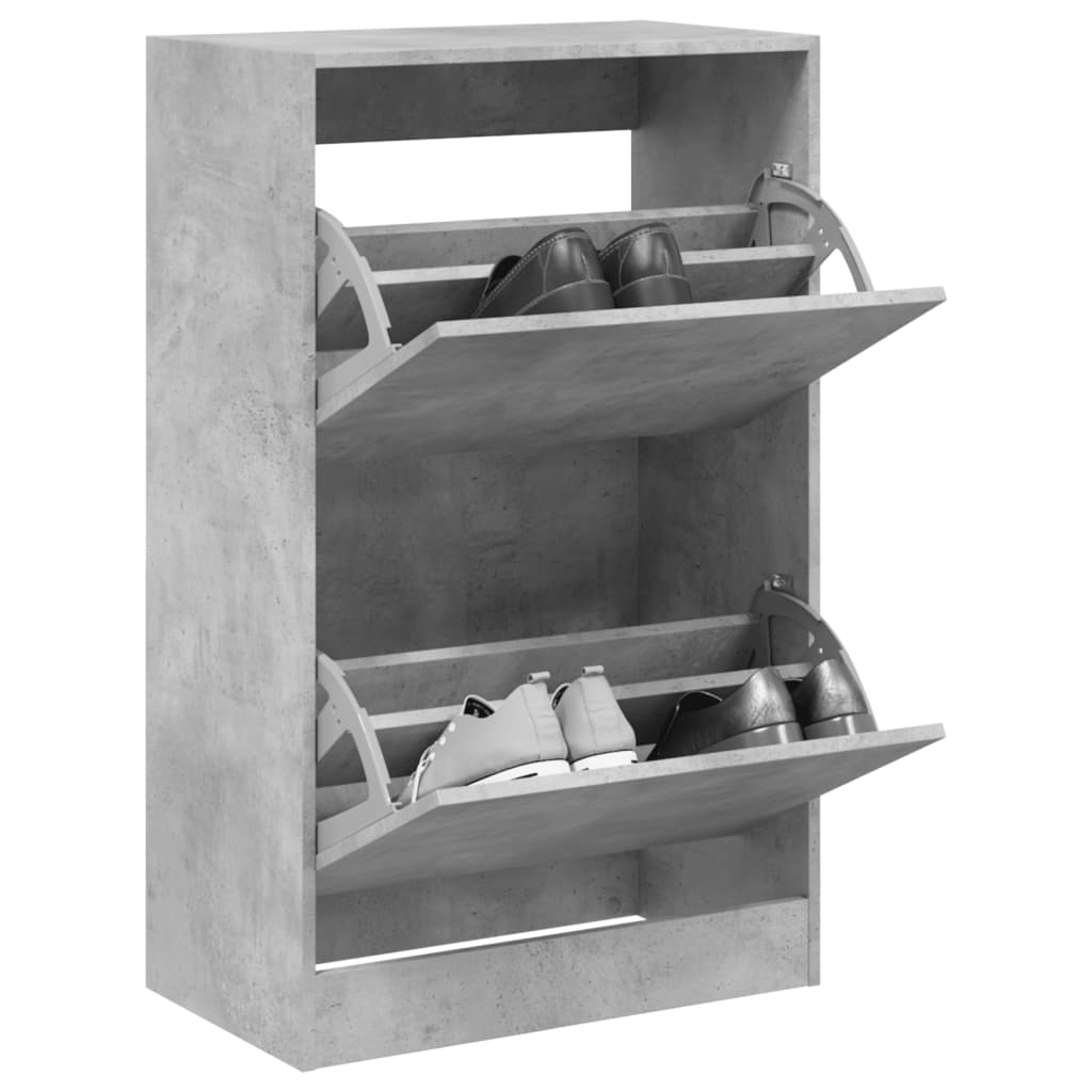 Shoe Cabinet 60x34x63.5 cm Engineered Wood Concrete grey 96.5 cm