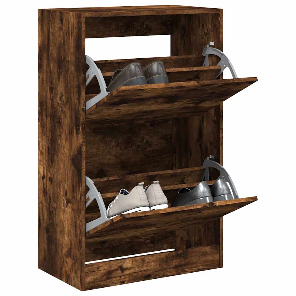 Shoe Cabinet 60x34x63.5 cm Engineered Wood Smoked oak 96.5 cm