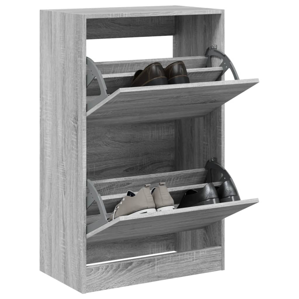 Shoe Cabinet 60x34x63.5 cm Engineered Wood Grey sonoma 96.5 cm
