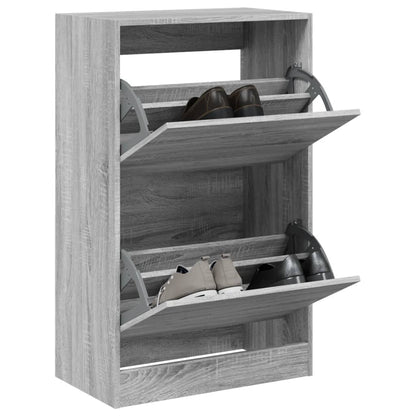 Shoe Cabinet 60x34x63.5 cm Engineered Wood Grey sonoma 96.5 cm