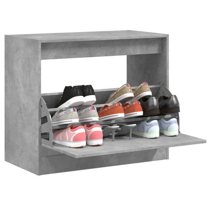 Shoe Cabinet with 2 Flip-Drawers Width 80 cm Depth 42 cm Concrete grey 69 cm