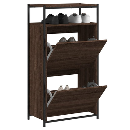 Shoe Cabinet with 4 Flip-Drawers 100x34x112 cm Brown oak 60 cm