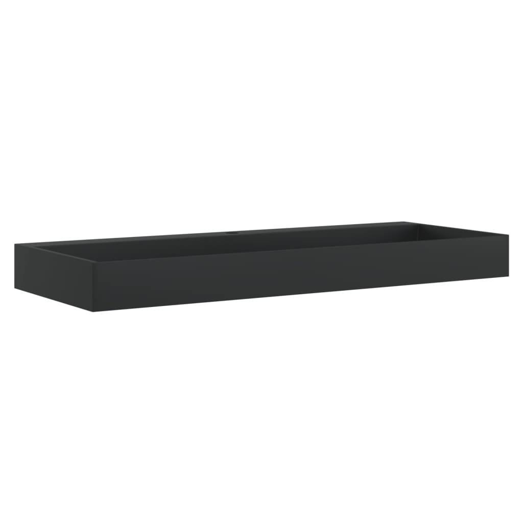 vidaXL Wash Basin 120x46x11 cm Mineral Cast/Marble Cast Matt Black 2