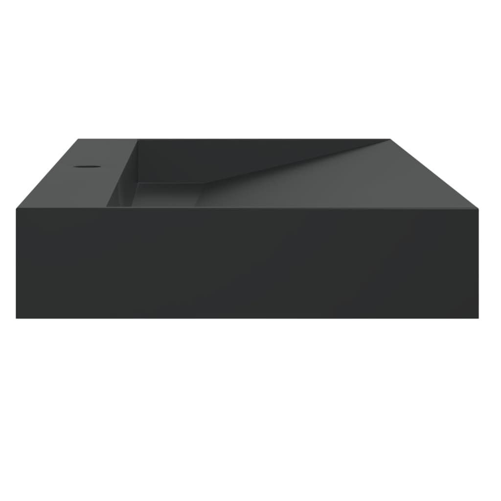 vidaXL Wash Basin 120x46x11 cm Mineral Cast/Marble Cast Matt Black 5