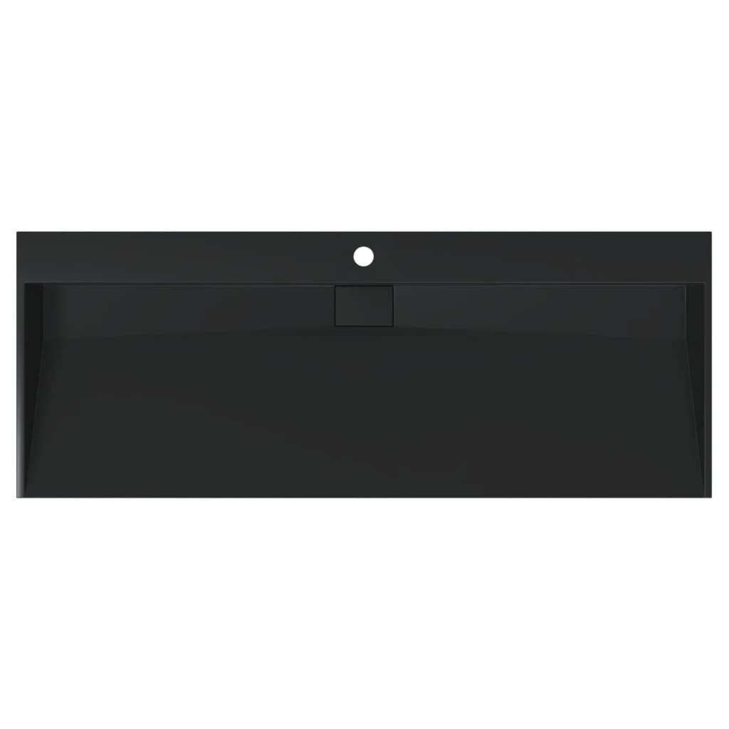 vidaXL Wash Basin 120x46x11 cm Mineral Cast/Marble Cast Matt Black 6