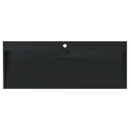 vidaXL Wash Basin 120x46x11 cm Mineral Cast/Marble Cast Matt Black 6