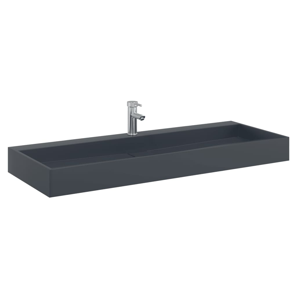 vidaXL Wash Basin 120x46x11 cm Mineral Cast/Marble Cast Anthracite 3