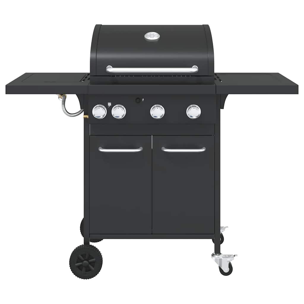 vidaXL Gas BBQ Grill with 4 Burners Black Powder-coated Steel 3