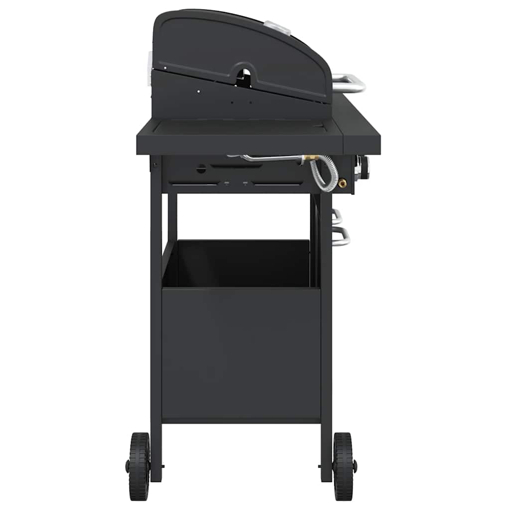 vidaXL Gas BBQ Grill with 4 Burners Black Powder-coated Steel 4