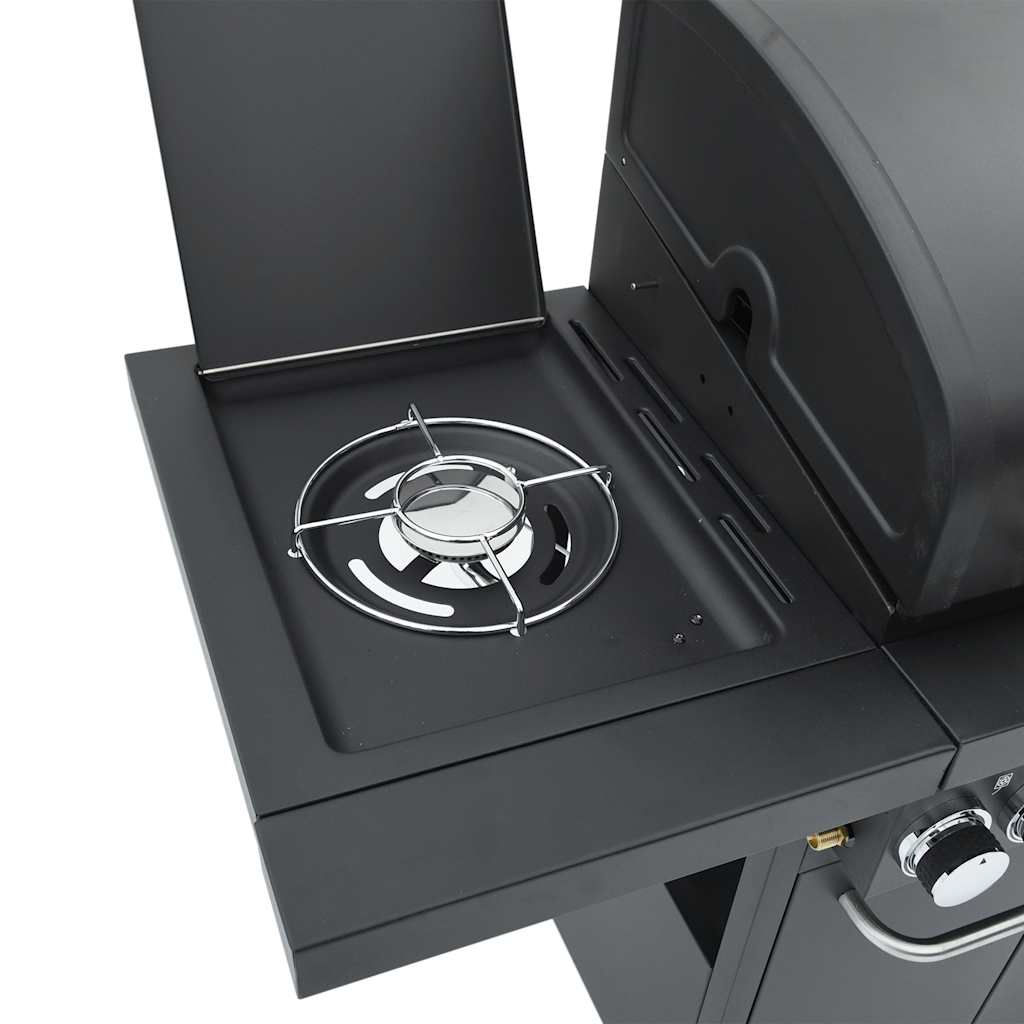 vidaXL Gas BBQ Grill with 4 Burners Black Powder-coated Steel 6